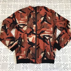 UNISEX HOODED FIRE ORANGE CAMO WINDBREAKER JACKET
